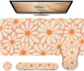 Large Mouse Pad for Desk with Wrist Rest - Ergonomic Orange Daisy