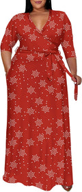Runwind Plus Size V Neck Maxi Dress for Women (Style K23J)