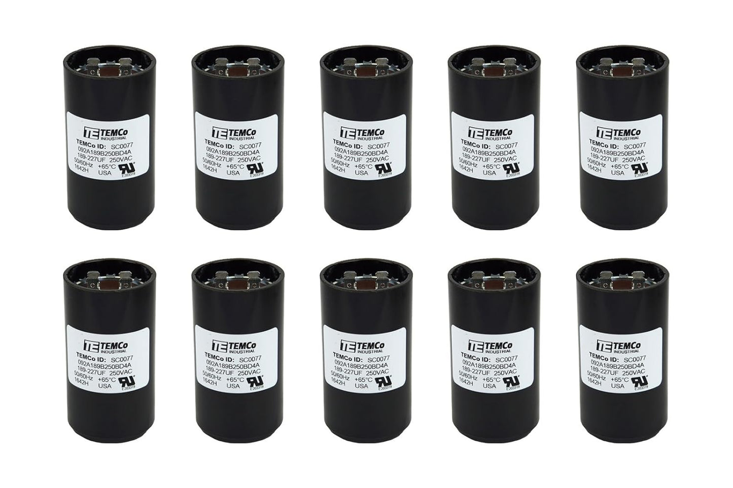 10 Pack 189-227 uF Start Capacitor for HVAC and Pump Applications