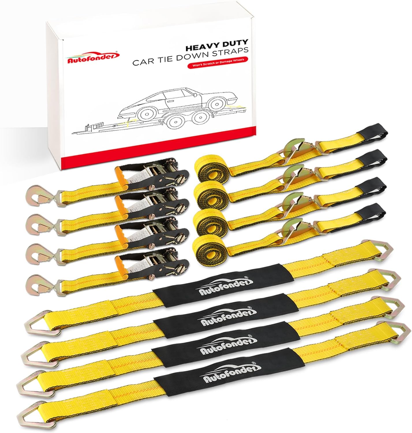 Autofonder Heavy Duty Car Tie Down Straps for Trailers