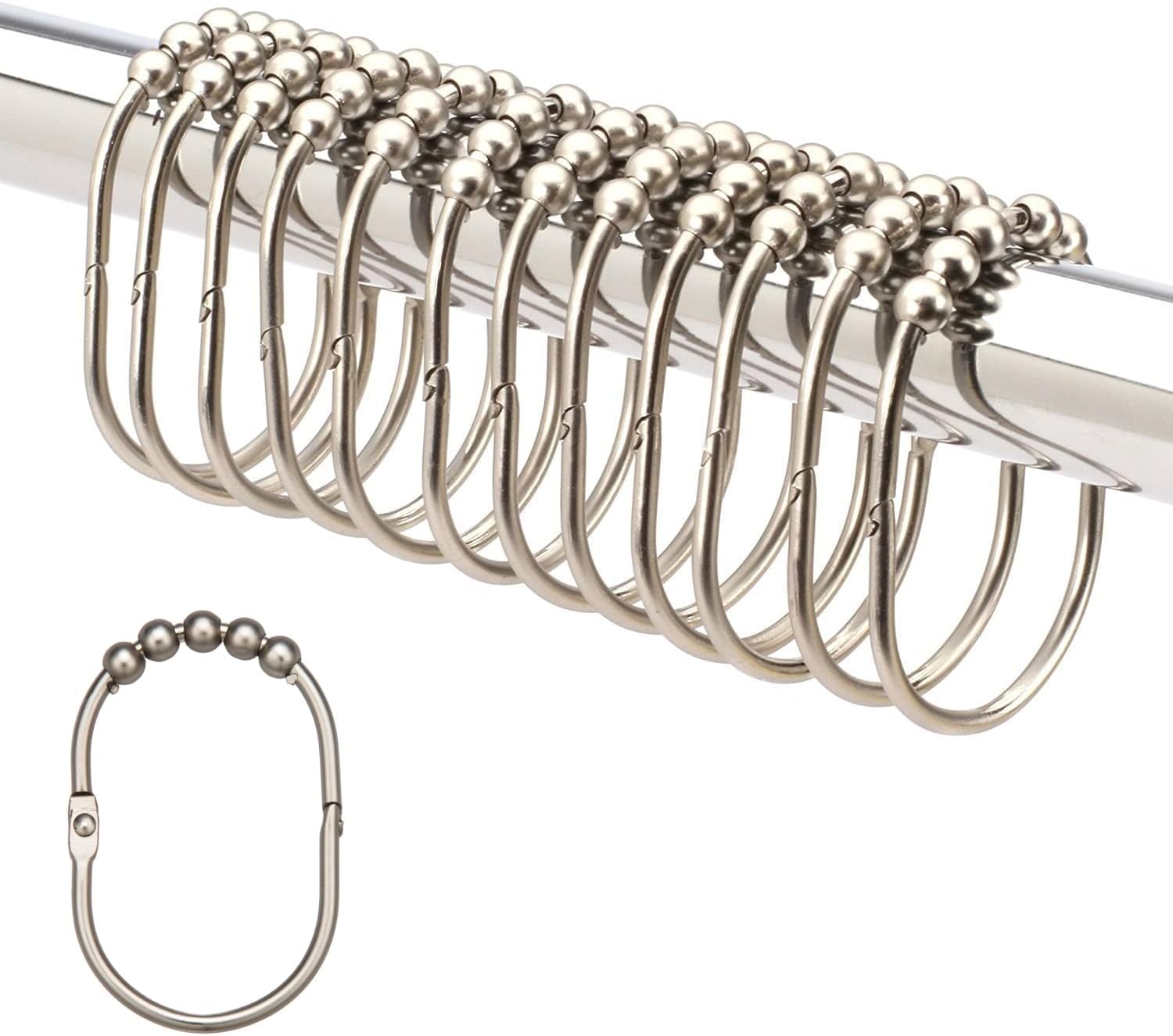 Oil Rubbed Bronze Shower Hooks - Set of 12 Durable Rollers