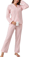 100% Cotton Pajamas for Women PJ Set - Soft Button-Down 2 Piece Set at
