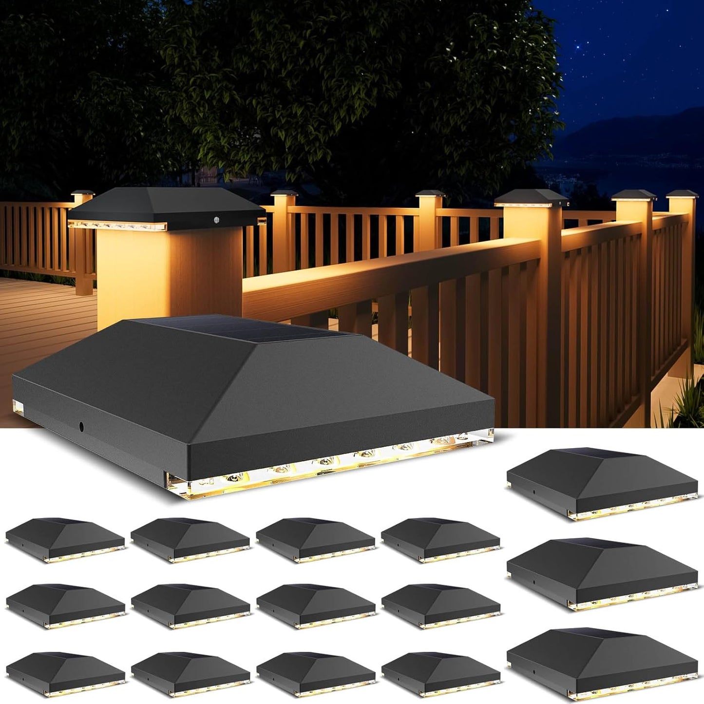 4x4 Solar Post Cap Light Outdoor Waterproof for Garden and Patio