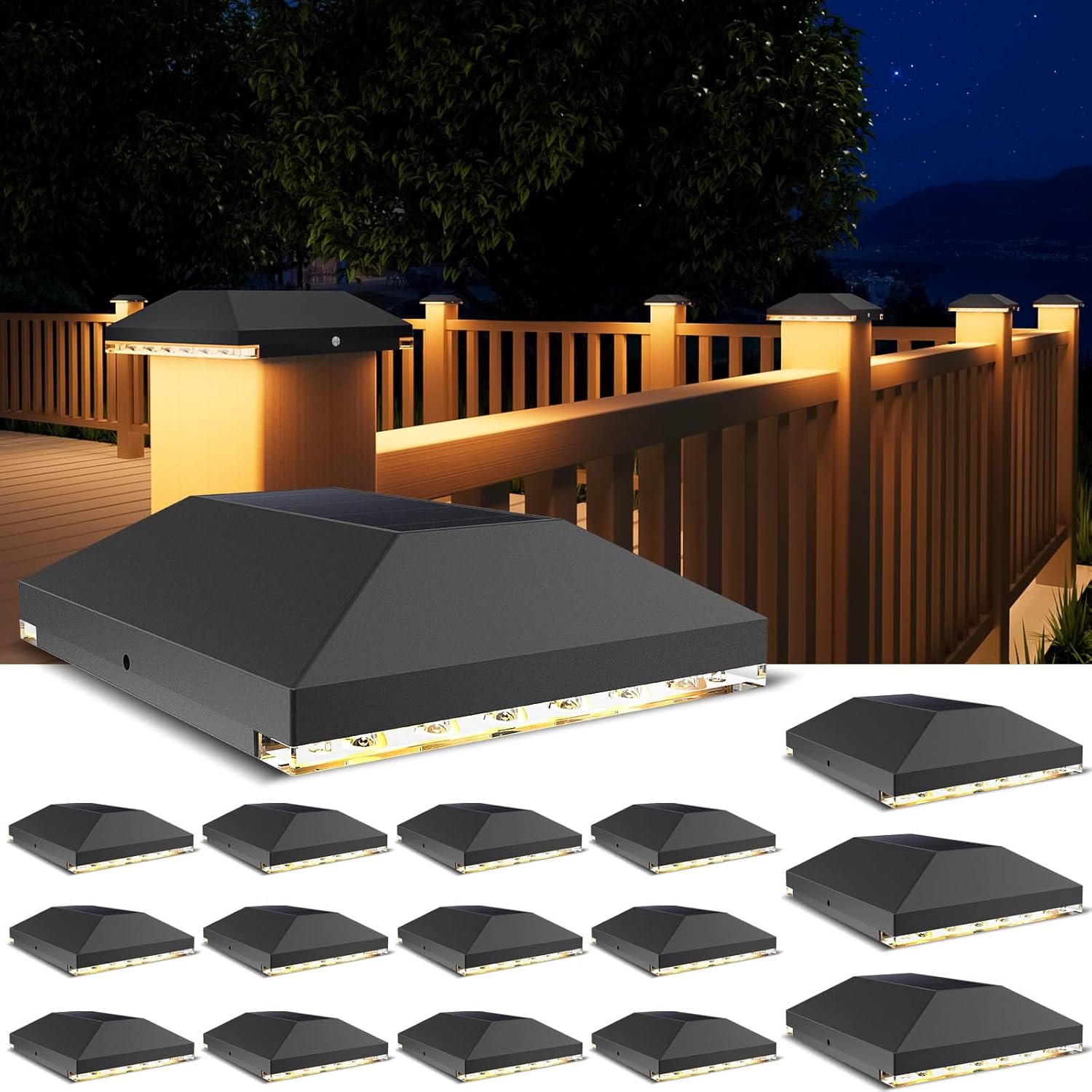 4x4 Solar Post Cap Light Outdoor Waterproof for Garden and Patio