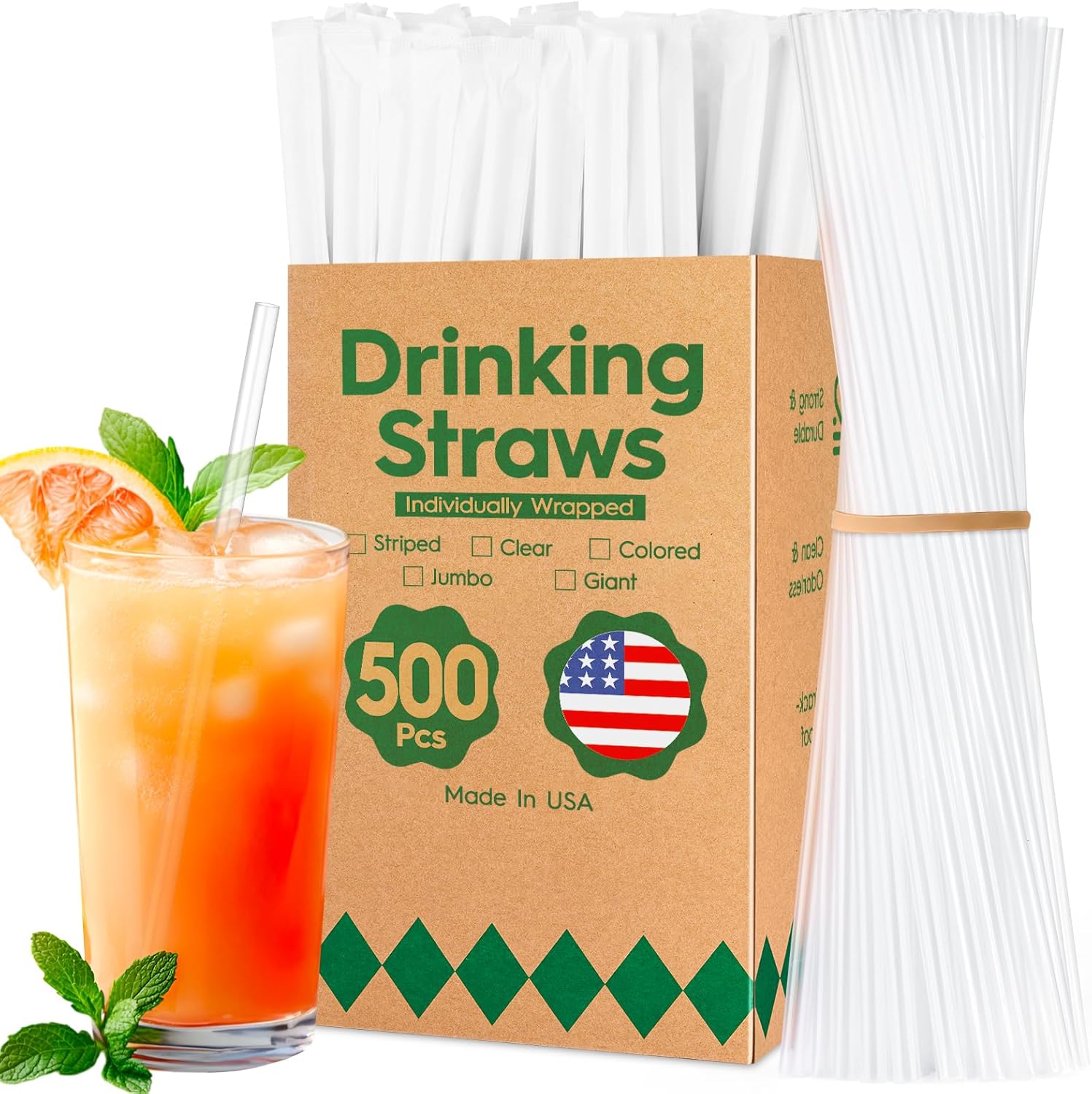 Disposable Drinking Straws 12000 Count Clear 7.75in Long