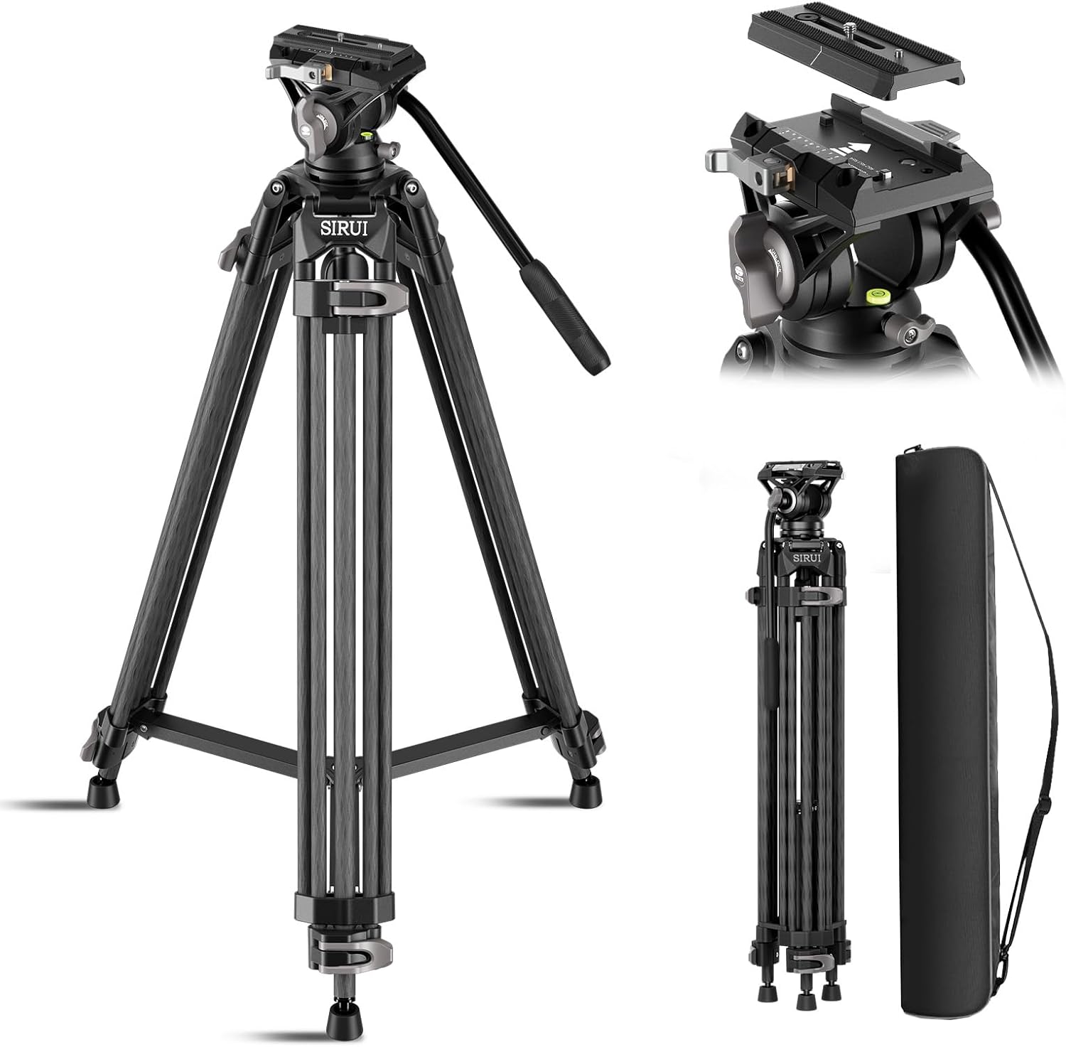SIRUI Quick Release Carbon Fiber Video Tripod for Professionals
