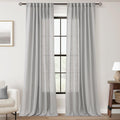 Linen Blend Grey Curtains 96 in 2-Panel Set - Semi Sheer Living Room