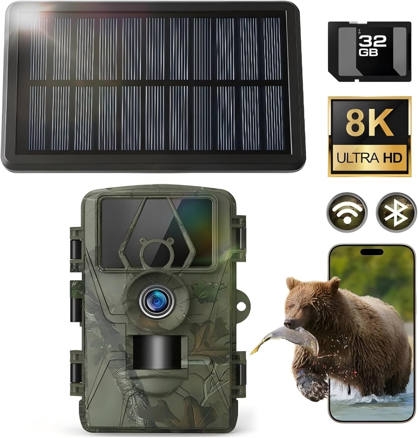 8K Solar Trail Cam: Fast Trigger, Wifi, Night Vision