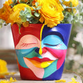 Abstract Rainbow Head Planter - Colorful Face Plant Pot