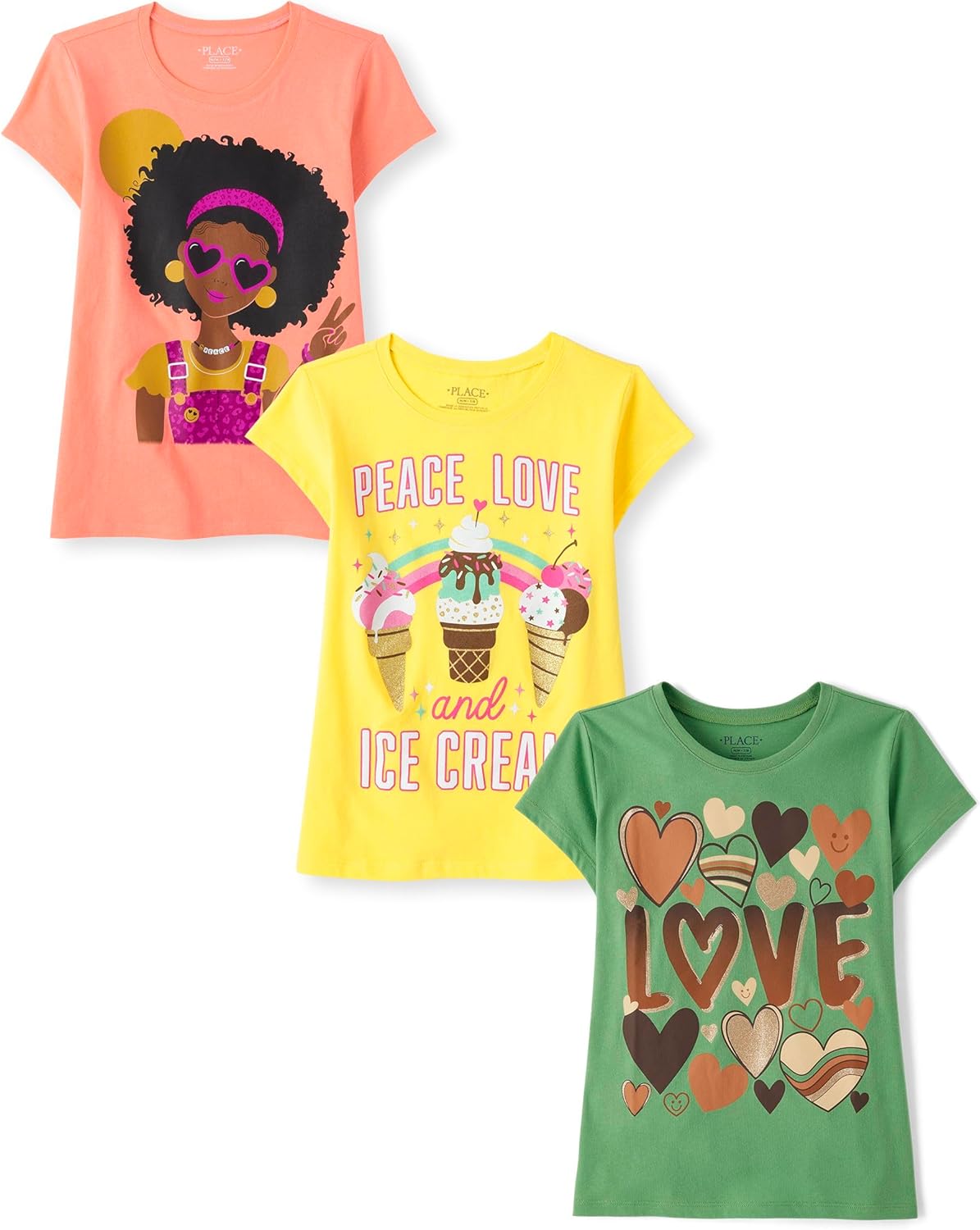 Children's Place Girls Sports Graphic T-Shirts 3 Pack for Fun