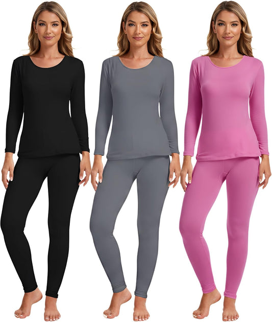 Patelai Thermal Underwear for Women: 3 Sets of Fleece Lined Comfort