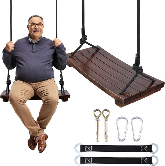 PELLOR Wood Swing Seat for Indoor Outdoor Fun and Relaxation
