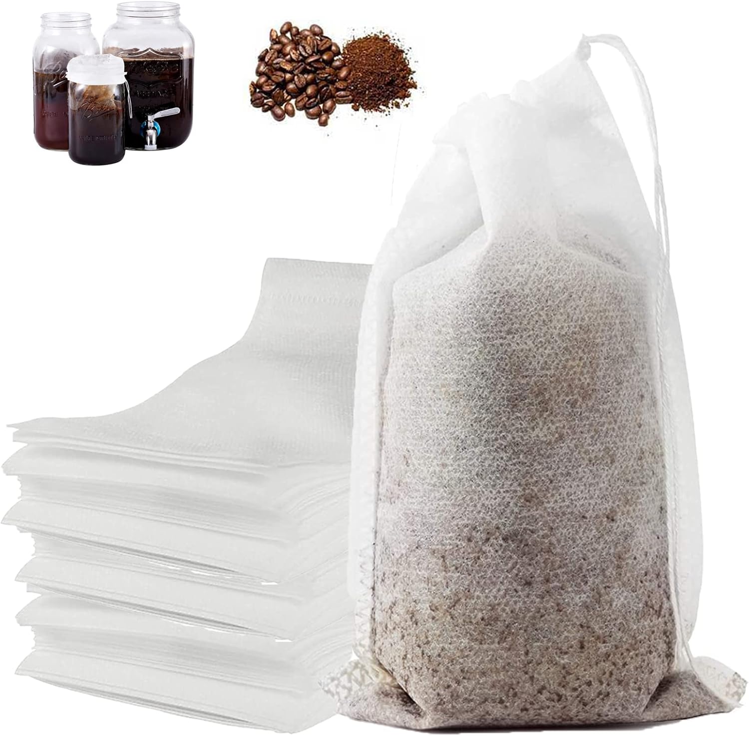 120 Disposable Cold Brew Bags - No Mess, Fine Mesh Filters for Iced Coffee