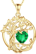 Tree of Life Birthstone Necklace Sterling Silver - May Emerald