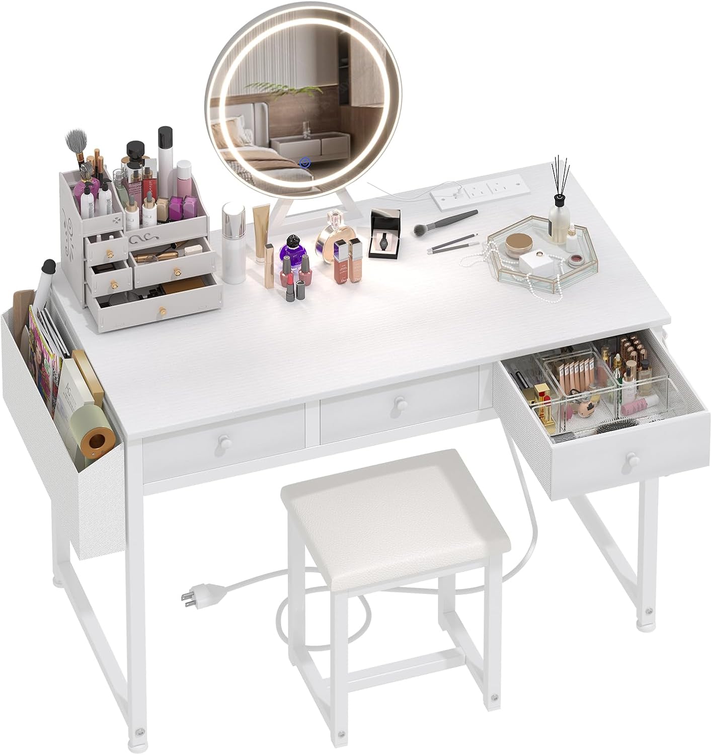 Lufeiya 40 Vanity Desk Set - Lights & Power Outlet