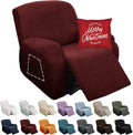 Recliner Slipcover 4 Pieces Jacquard Stretch - Wine Red Fit Guide
