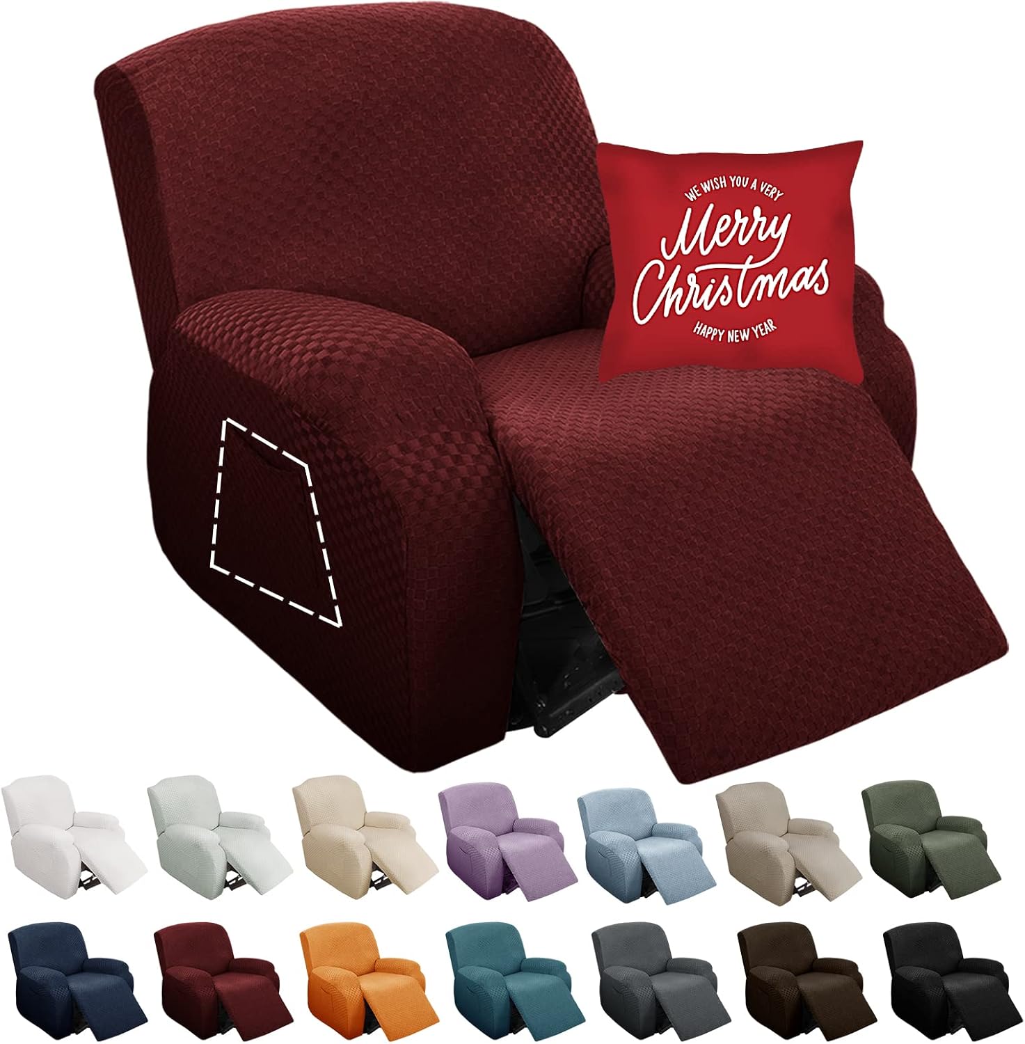 YEMYHOM Stretch Recliner Slipcover with Side Pocket for Protection