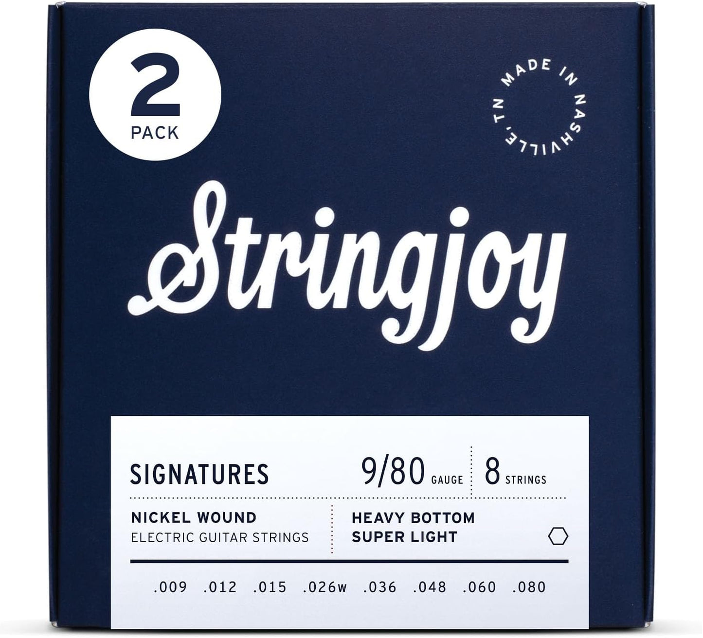Stringjoy 8 String Heavy Bottom Super Light Gauge Guitar Strings