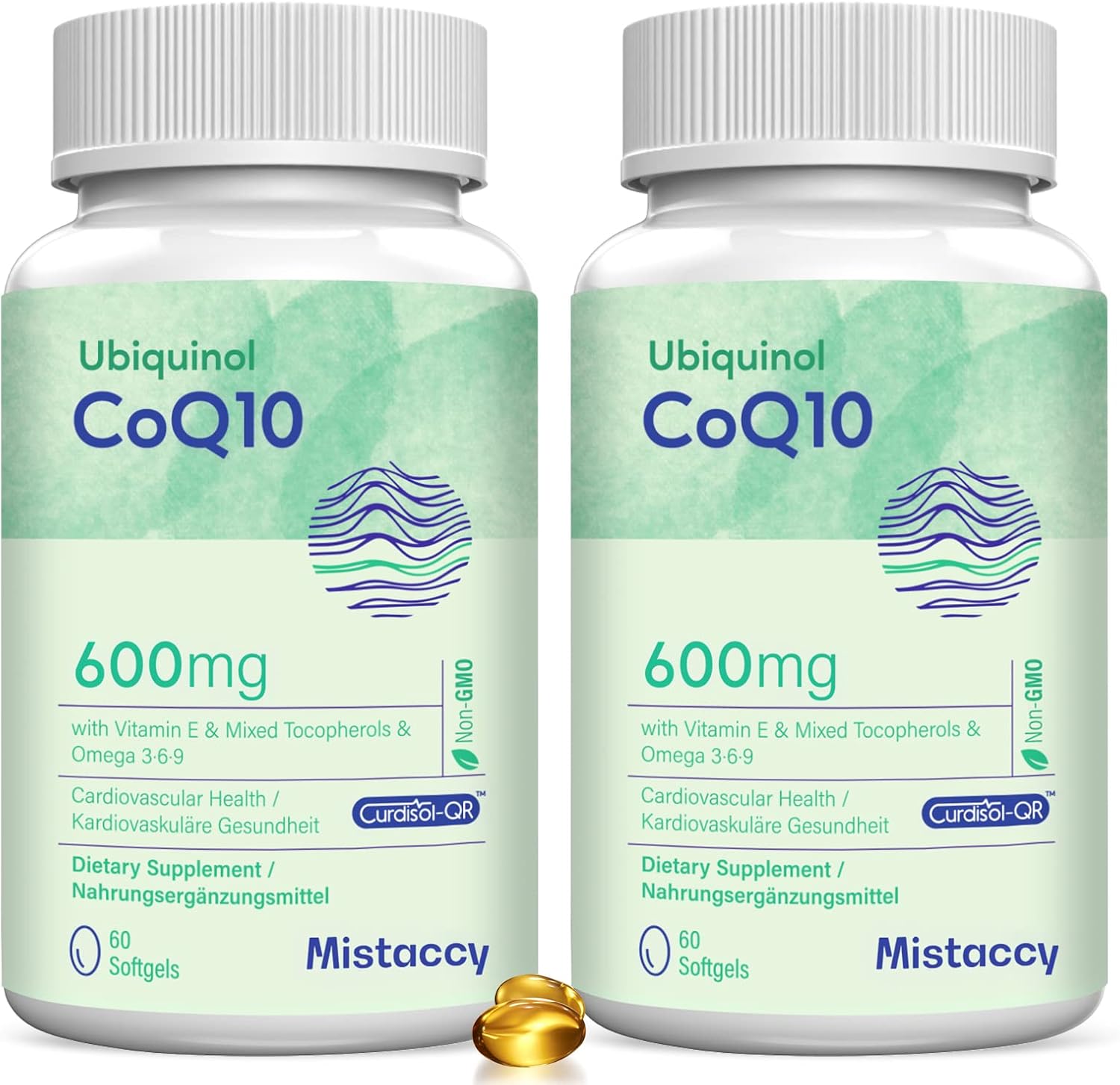 High Absorption CoQ10 600mg Softgels with Omega 3 6 9