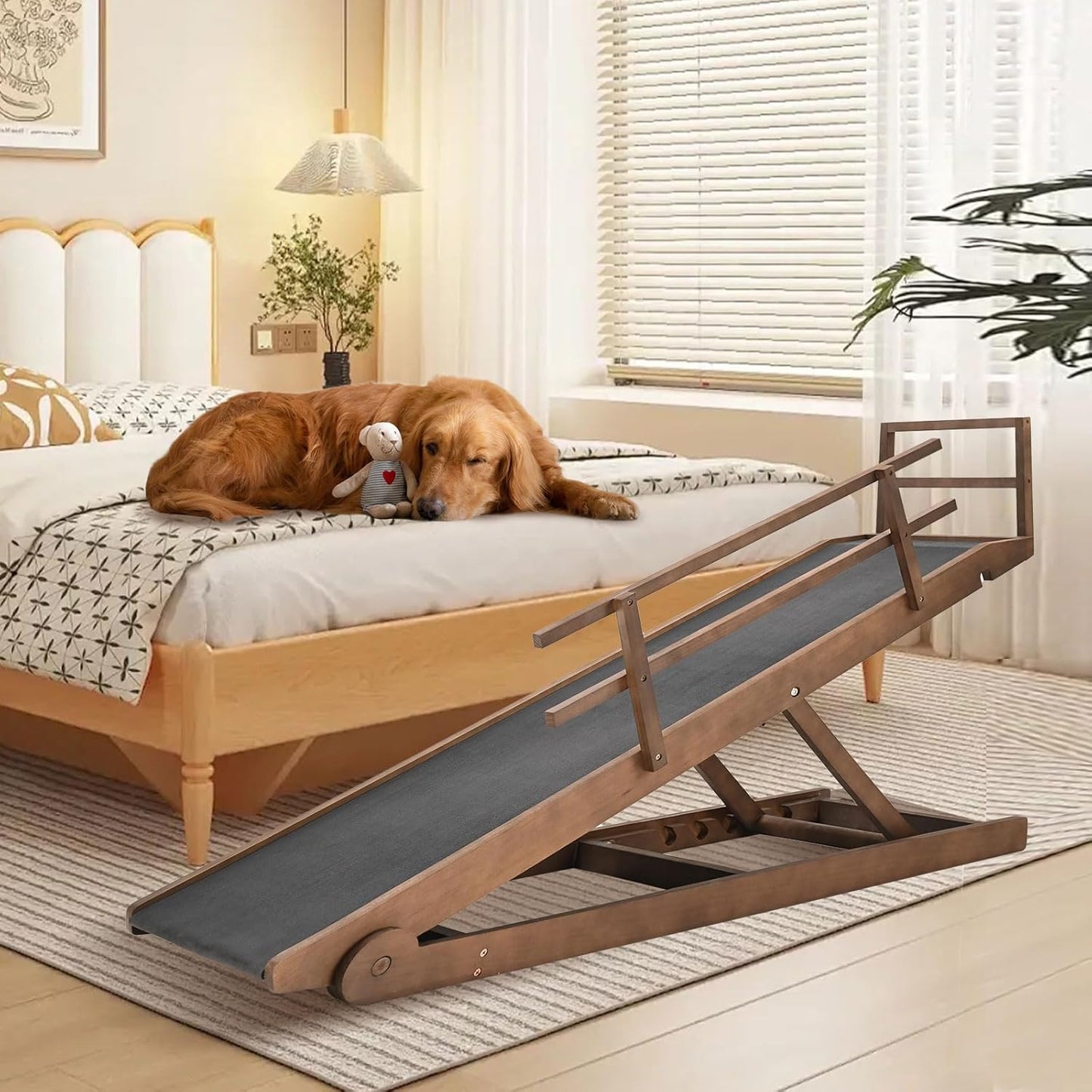 Dog Ramp for High Beds - Adjustable Folding Pet Ramp for Safety