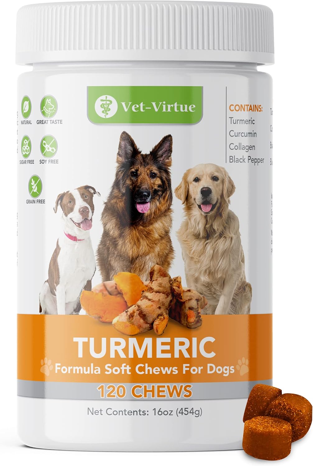 Turmeric for Dogs Anti Inflammatory Pain Relief Chews 120 Count