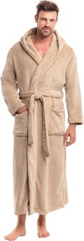 Cozy Hooded Bathrobe for Men in Thick Plush Fleece Material