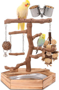 Natural Grape Wood Bird Parakeet Playground - Perch Stand for Small