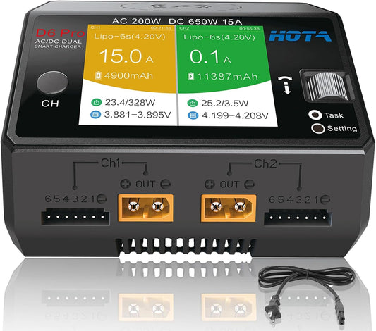 HOTA D6 Pro Lipo Battery Charger with Dual Channel Smart Features