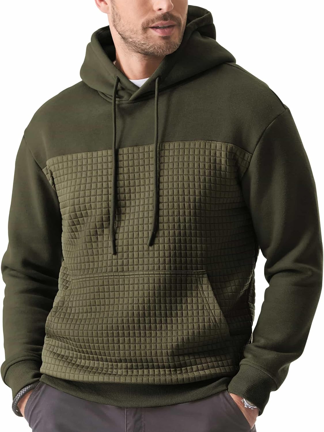 JMIERR Men's Hooded Fleece Waffle Sweatshirt