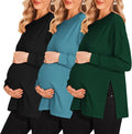 Ekouaer Womens Maternity Shirts 3-Pack Long Sleeve Tunic - Soft Shoes