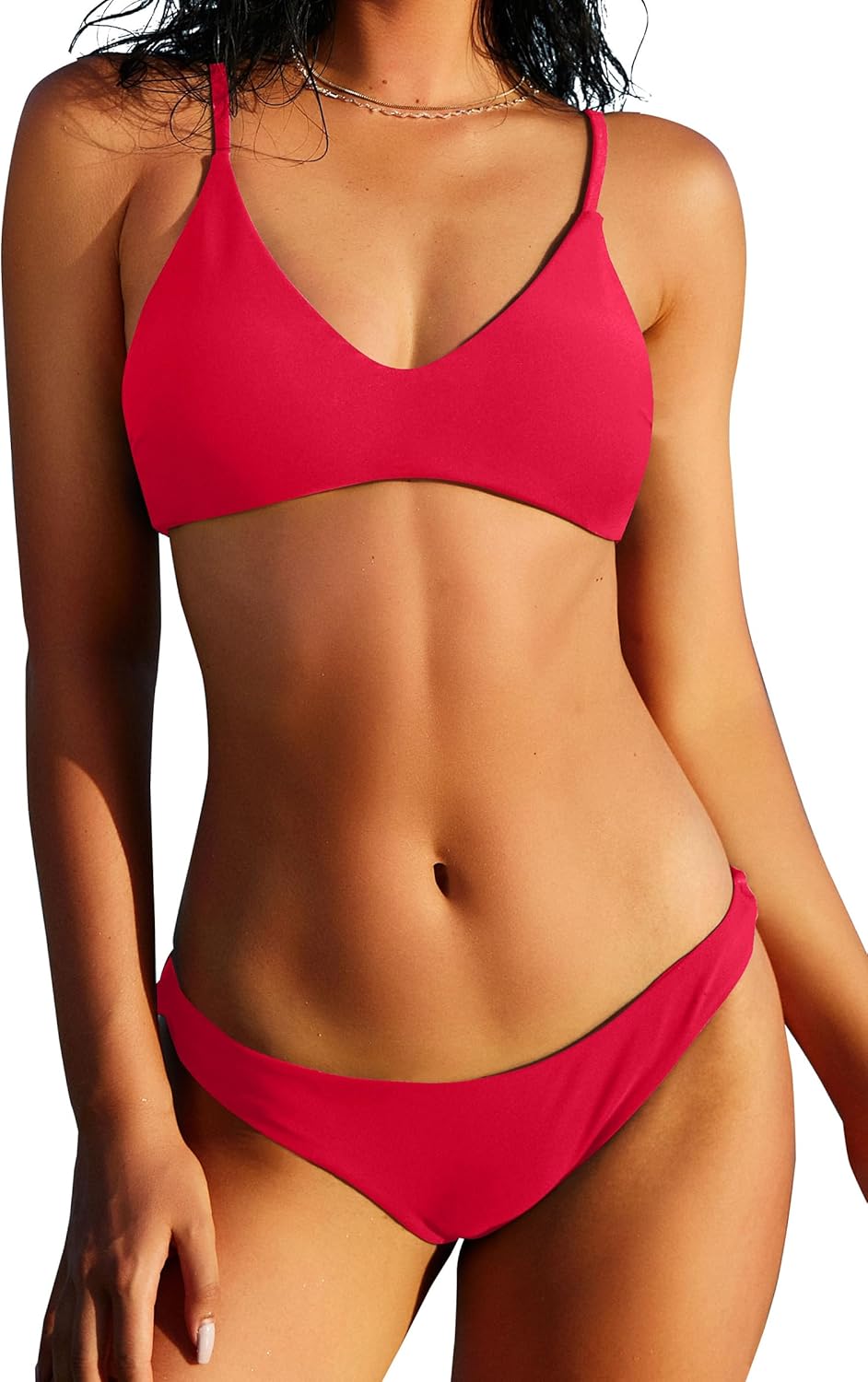 ZAFUL Women's Solid Spaghetti Strap Bralette Bikini Set Review
