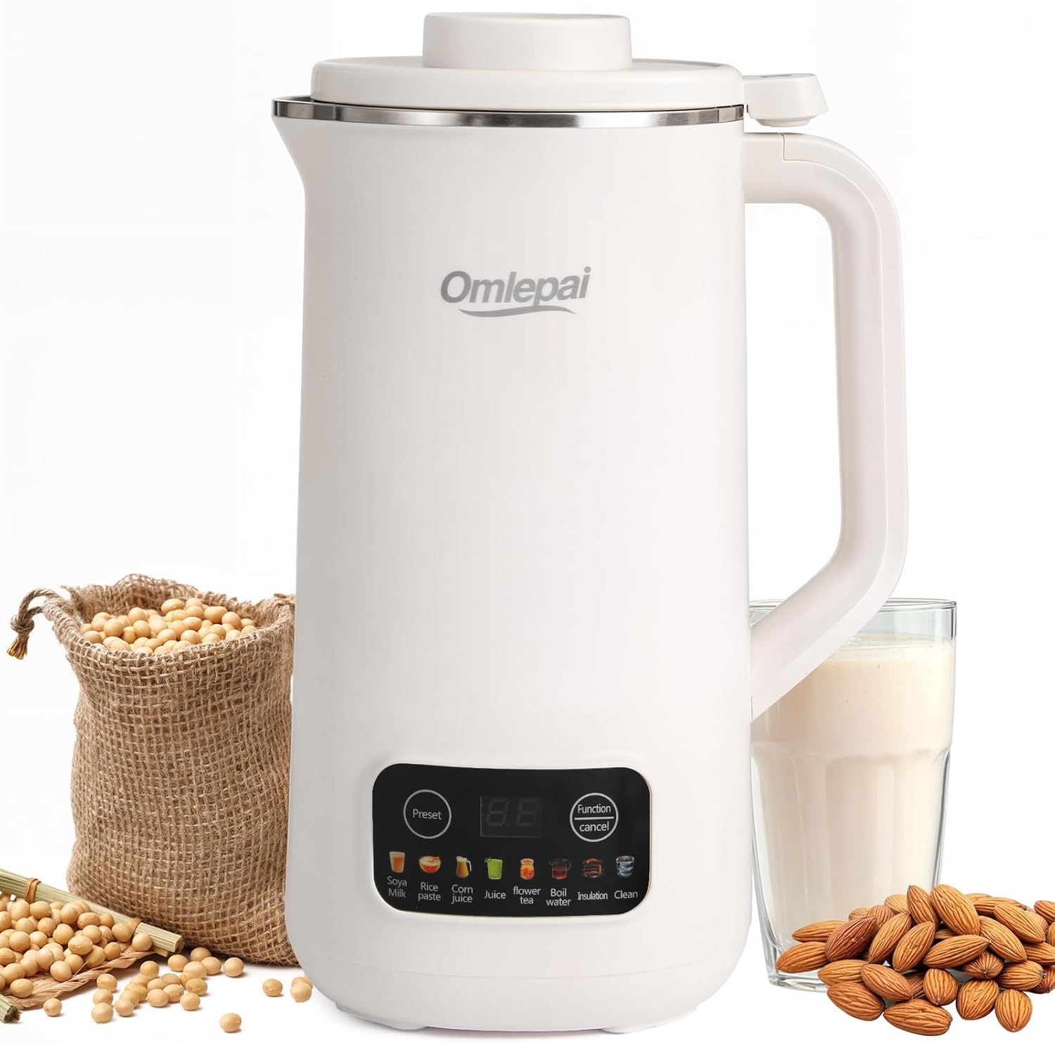 Omlepai Automatic Nut Milk Maker - 8 in 1, 10 Blades, Keep Warm