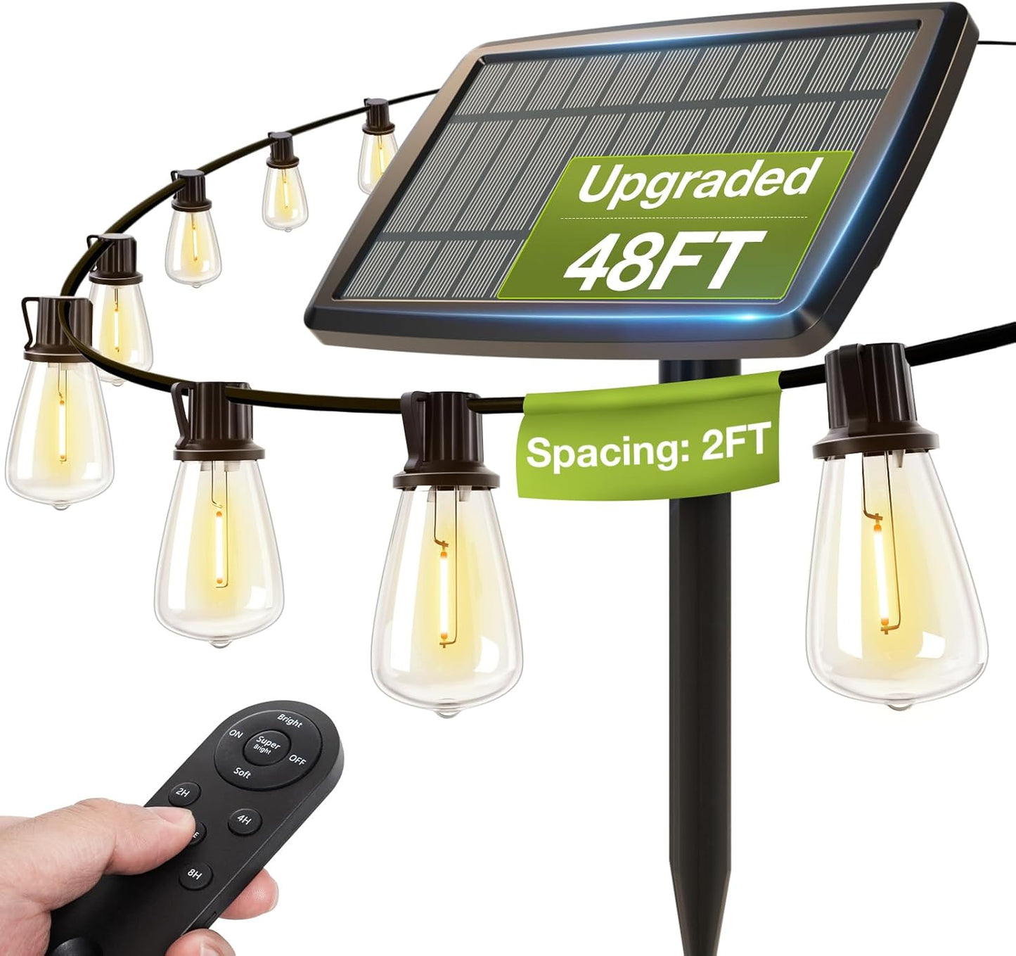 addlon 54(48+6) FT Solar String Lights for Outdoor Ambiance