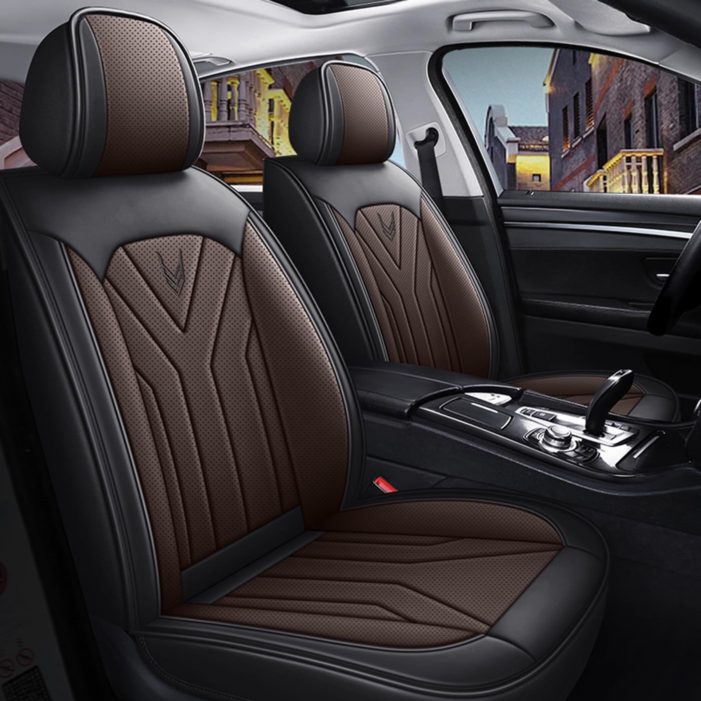 Premium All-Season Nappa Leather Car Seat Covers with 3D Foam Back Support
