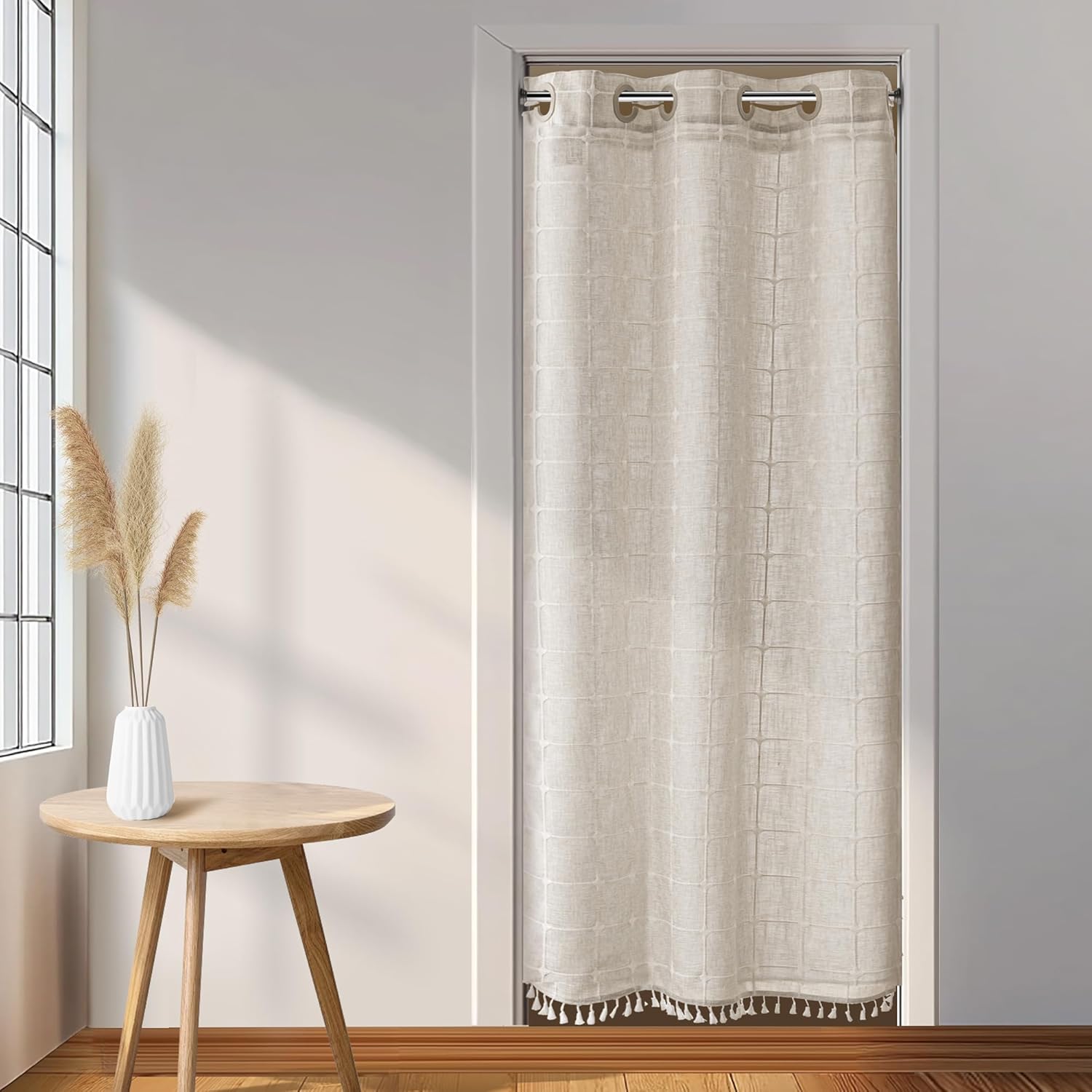 River Dream Linen Farmhouse Stall Shower Curtain with Tassels