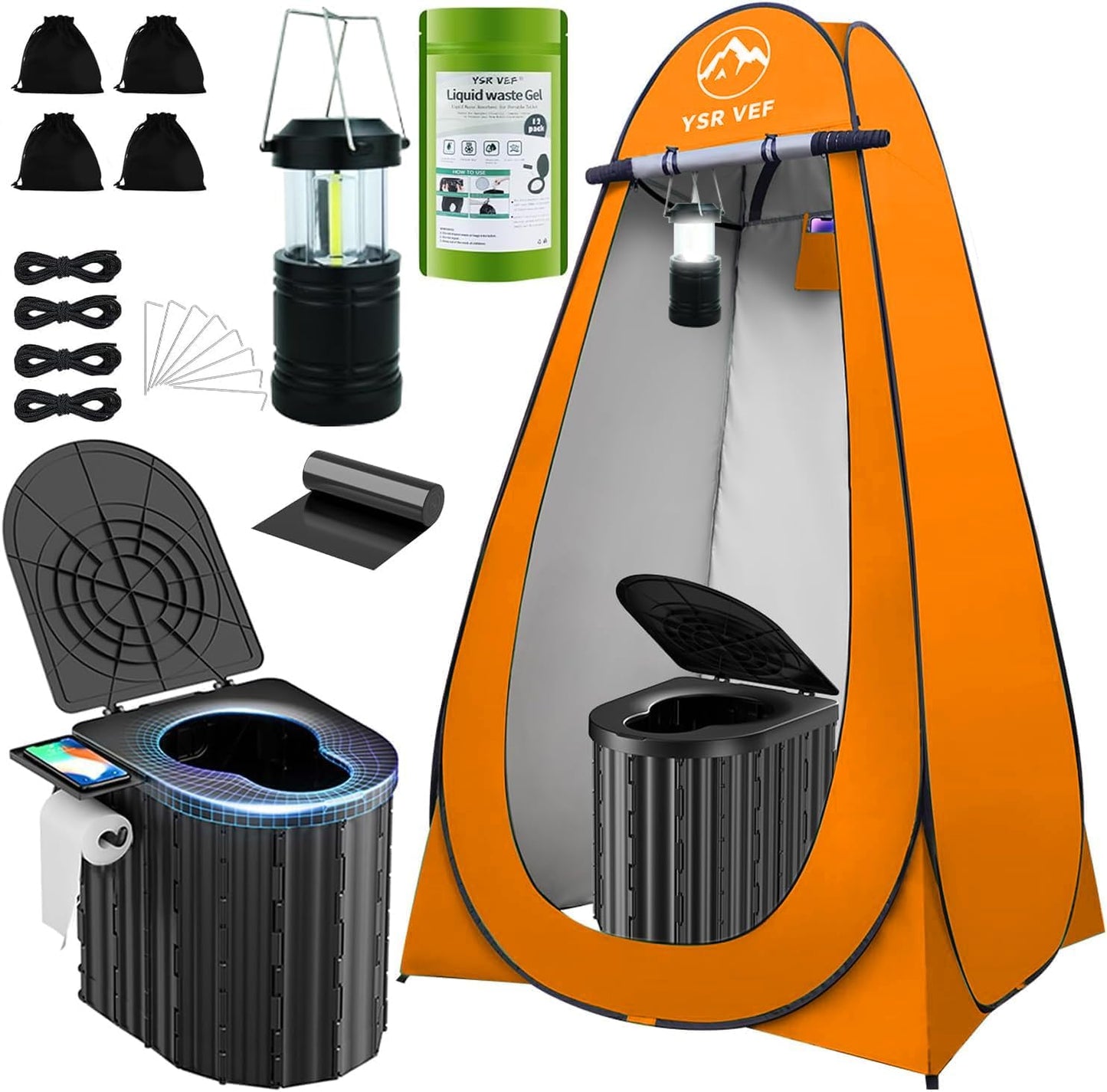 Portable Camping Toilet with Privacy Tent for All Ages Comfort
