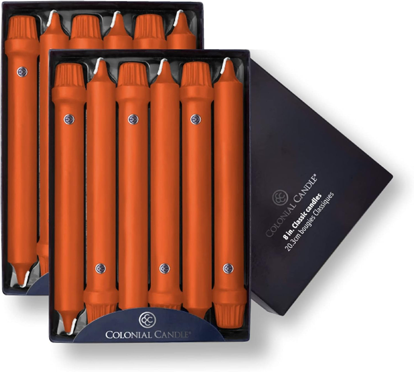 Elegant Pumpkin Taper Candles for Any Occasion - 8 In, Pack of 12