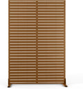 Metal Privacy Screen 72in H 47in W - Brown Louvered Freestanding