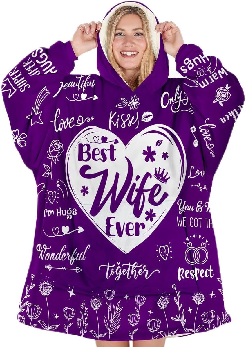 Best Wife Ever Cozy Hoodie Blanket - Warmstorey