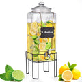 2 Gallon Glass Drink Dispenser - Large Leakproof Beverage Server