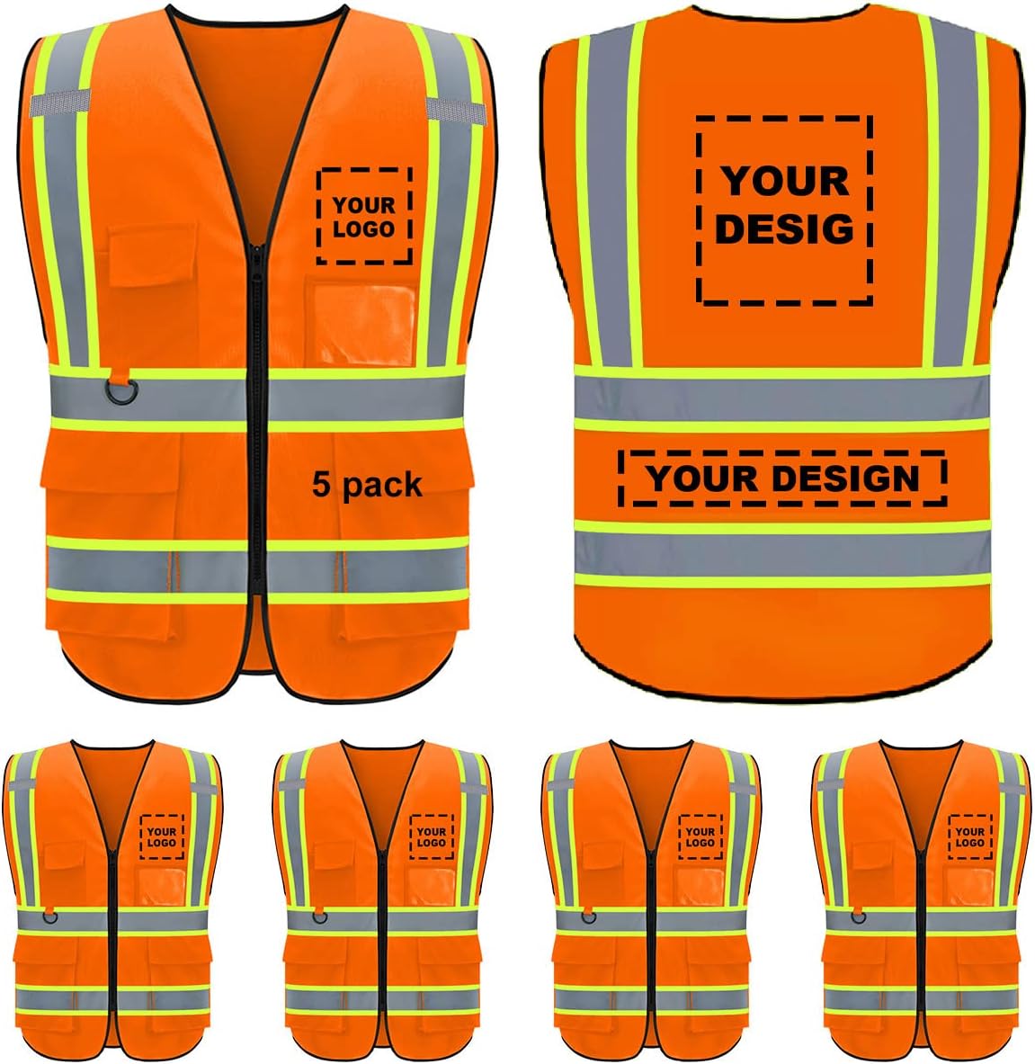 Custom Safety Vest with Logo for High Visibility Workwear