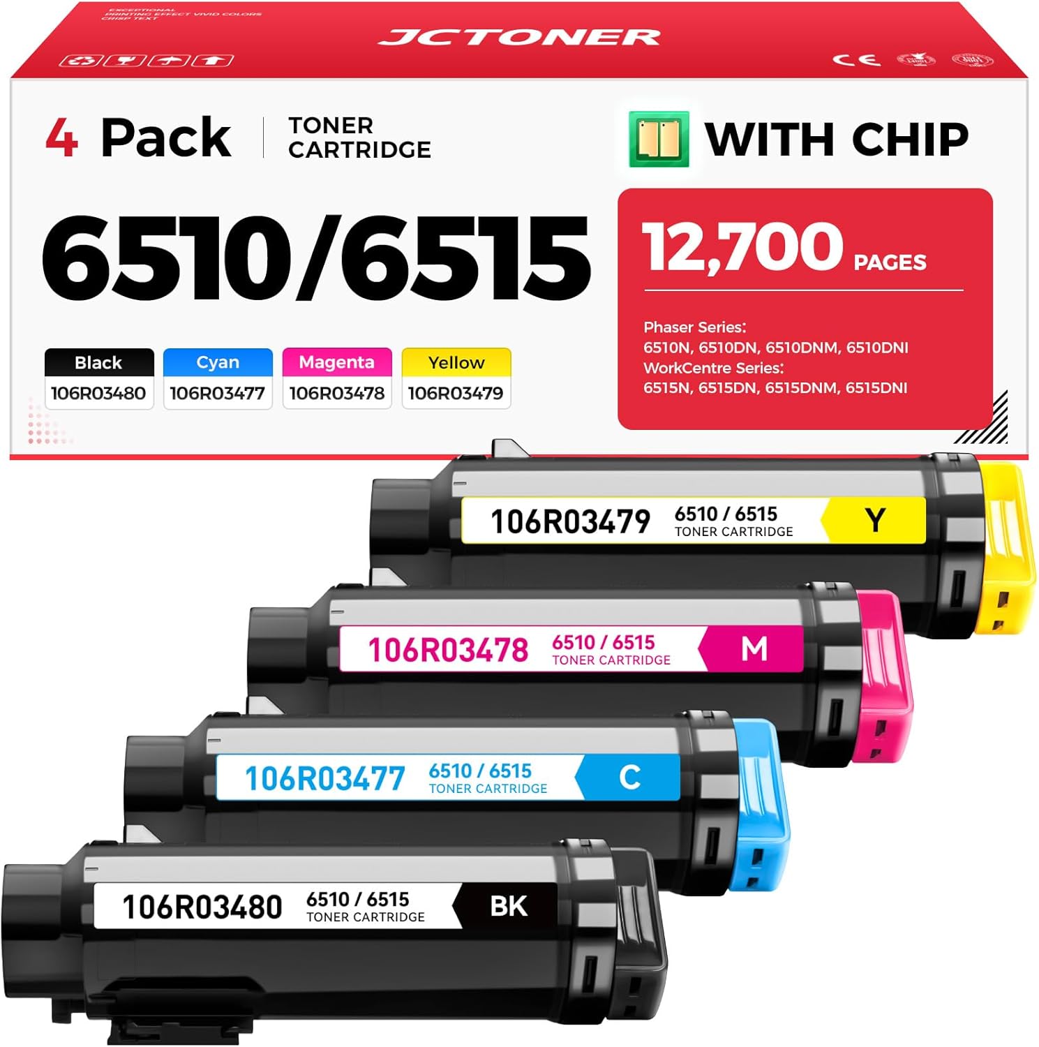 6510 6515 Toner Cartridge Replacement for Xerox Printers 4Pack