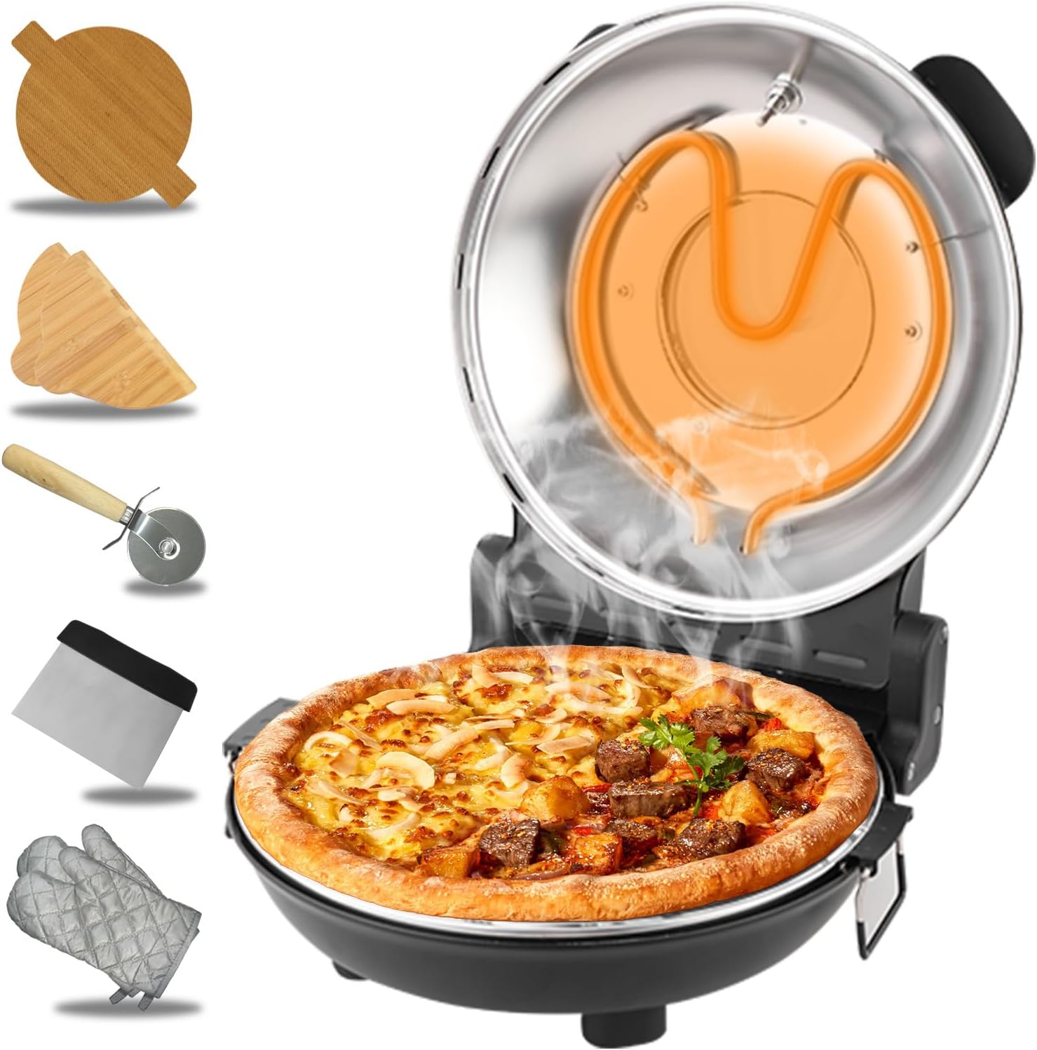 Indoor Pizza Oven with Rapid Heating and Dual Temperature Control
