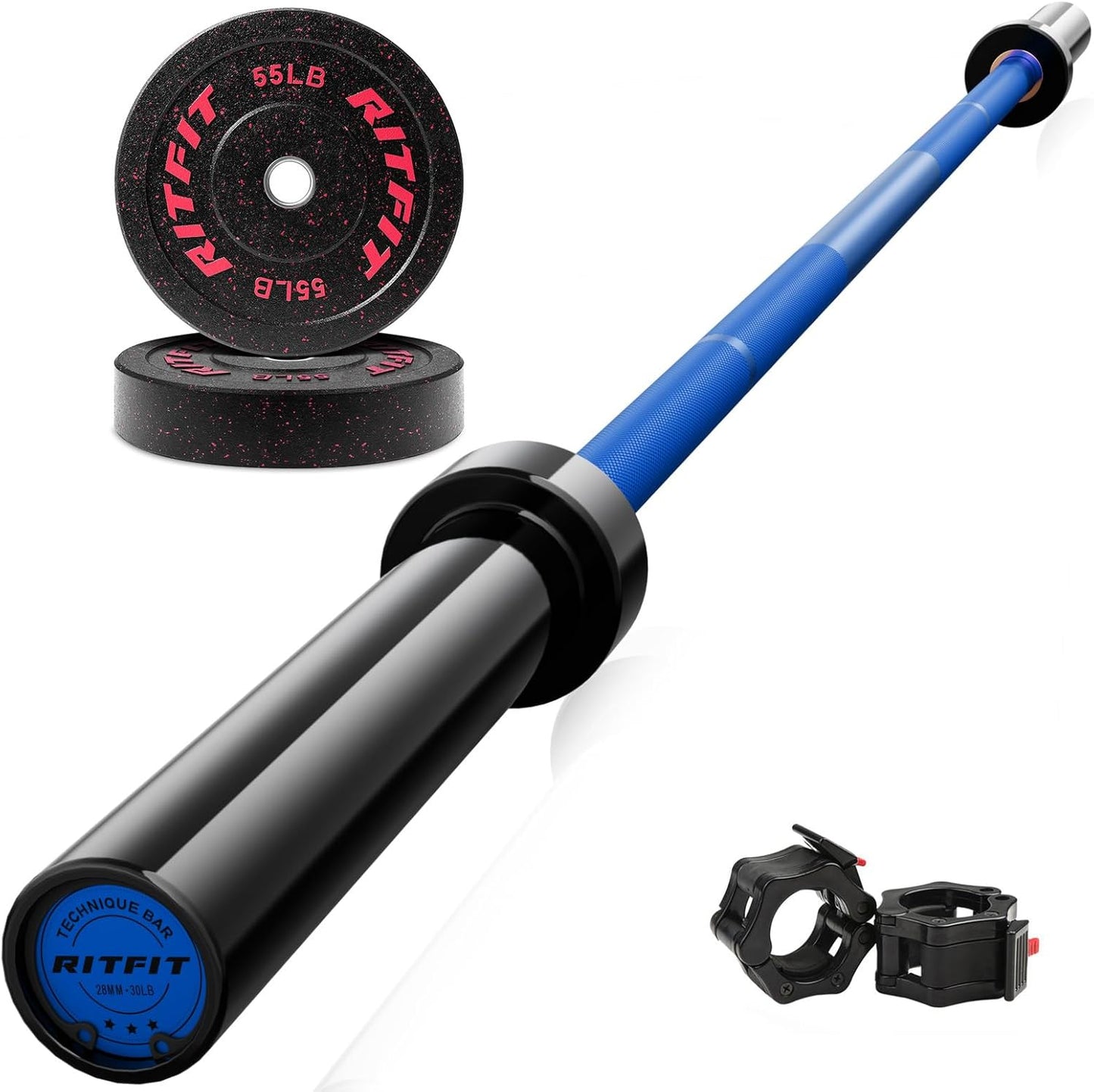 RitFit Barbell Weight Set for Squats, Curls, and Deadlifts