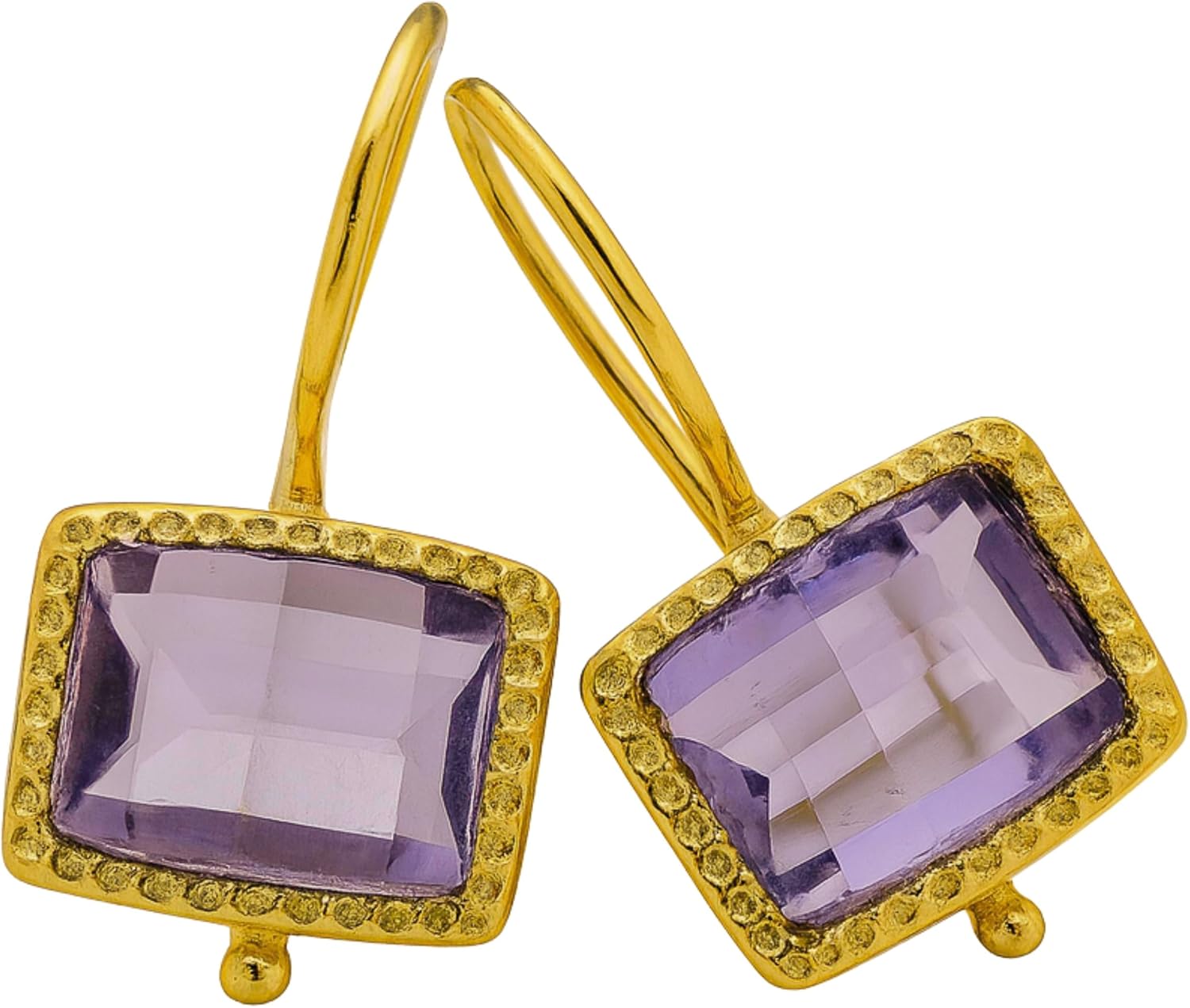 Green Amethyst Gold Vermeil Drop Earrings for Women Gift Ideas