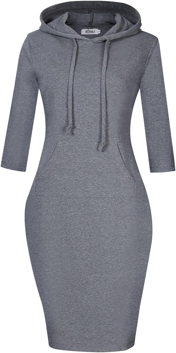MISSKY Womens Casual Hoodie Dress for Leisure and Sport Activities