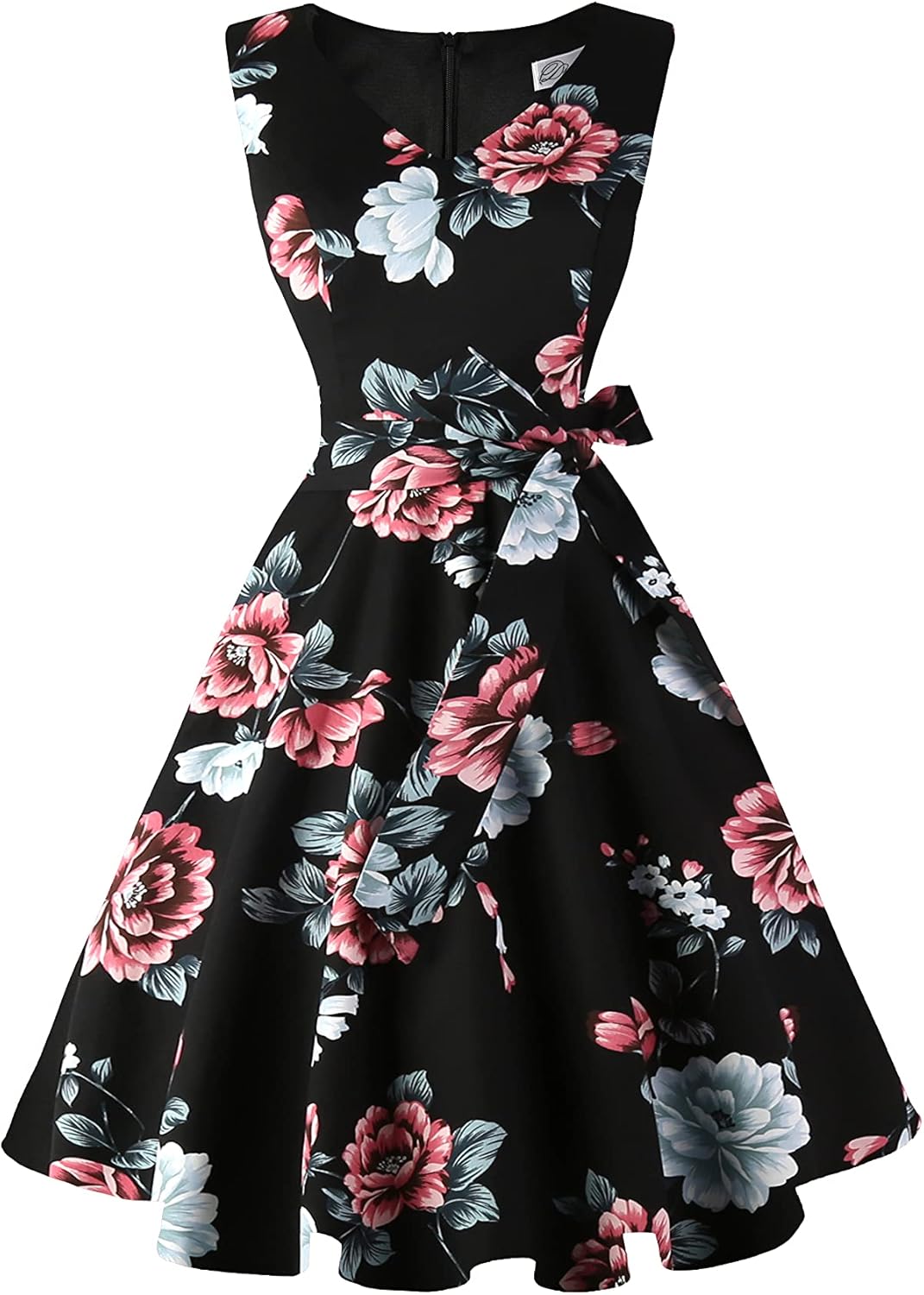 Vintage Sleeveless Cocktail Party Dress with Pockets for Women