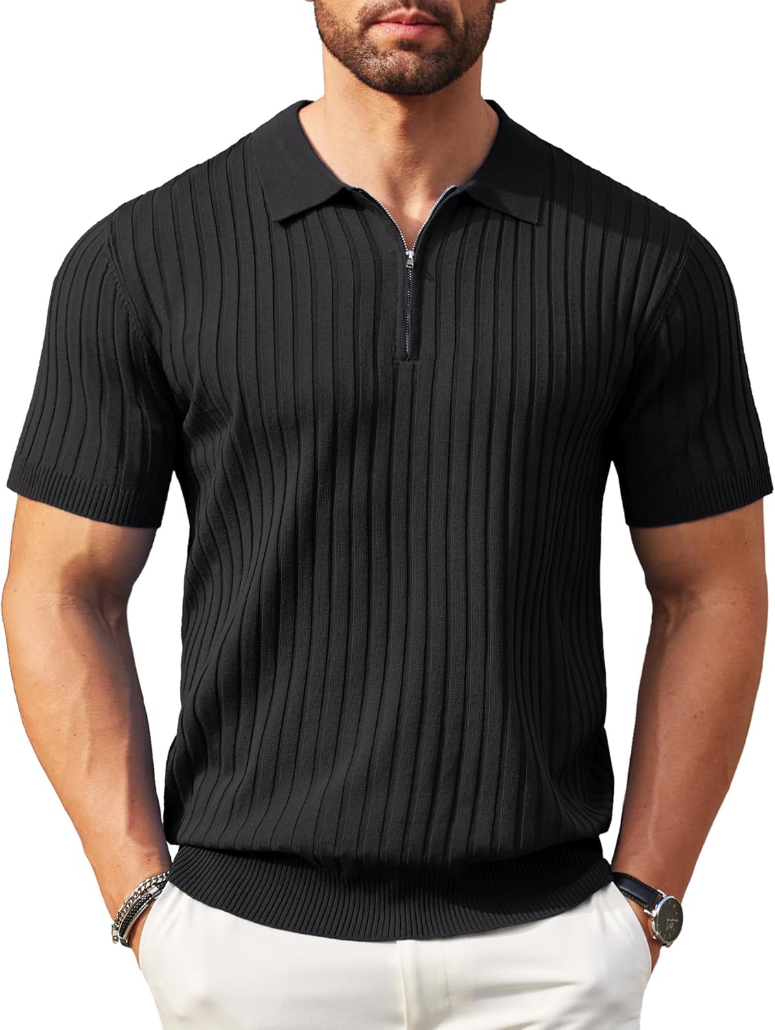 Stylish Zipper Polo Shirt for Men - Casual Golf Fashion Wear