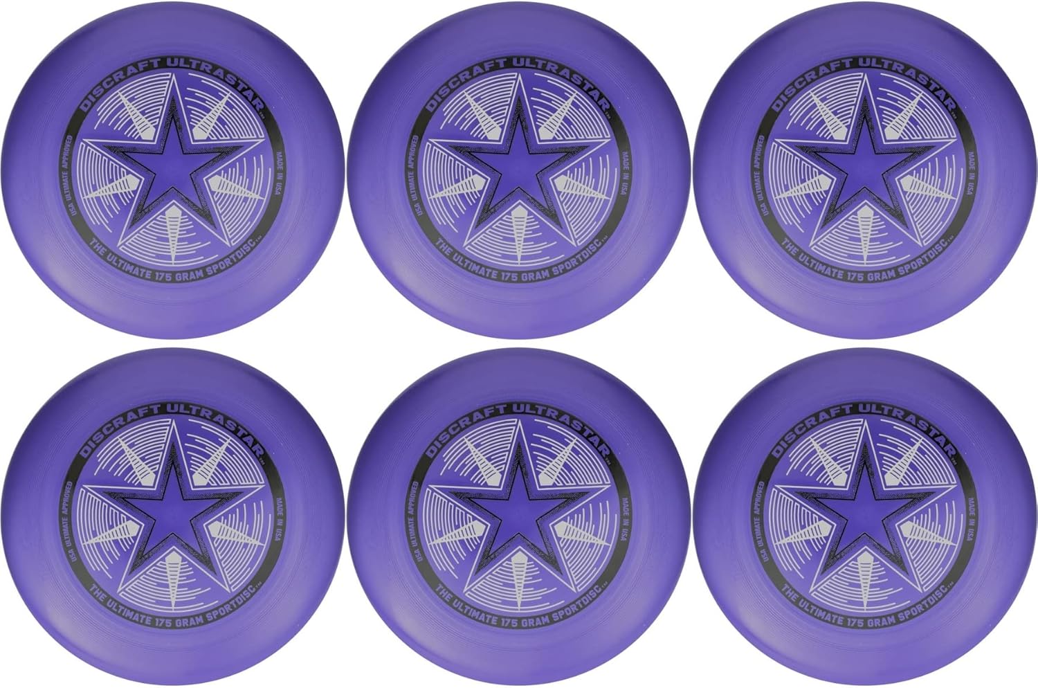 6 Pack Discraft Ultimate Frisbee - Purple Passion!