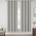 Blackout Light Grey Linen Look Curtains 52x72 - Full Room Darkening